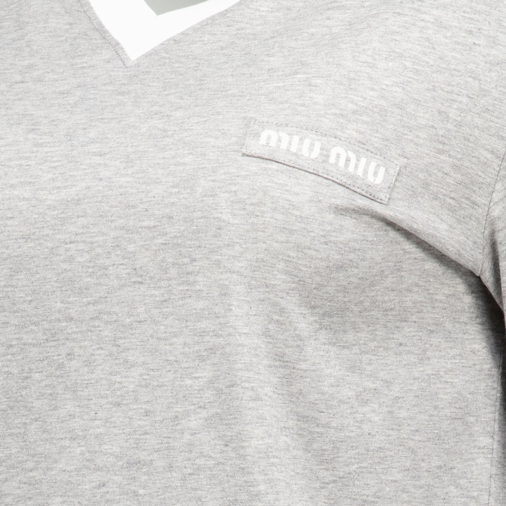 Maille Polo in Jersey Grigio Miu Miu Gris Femme