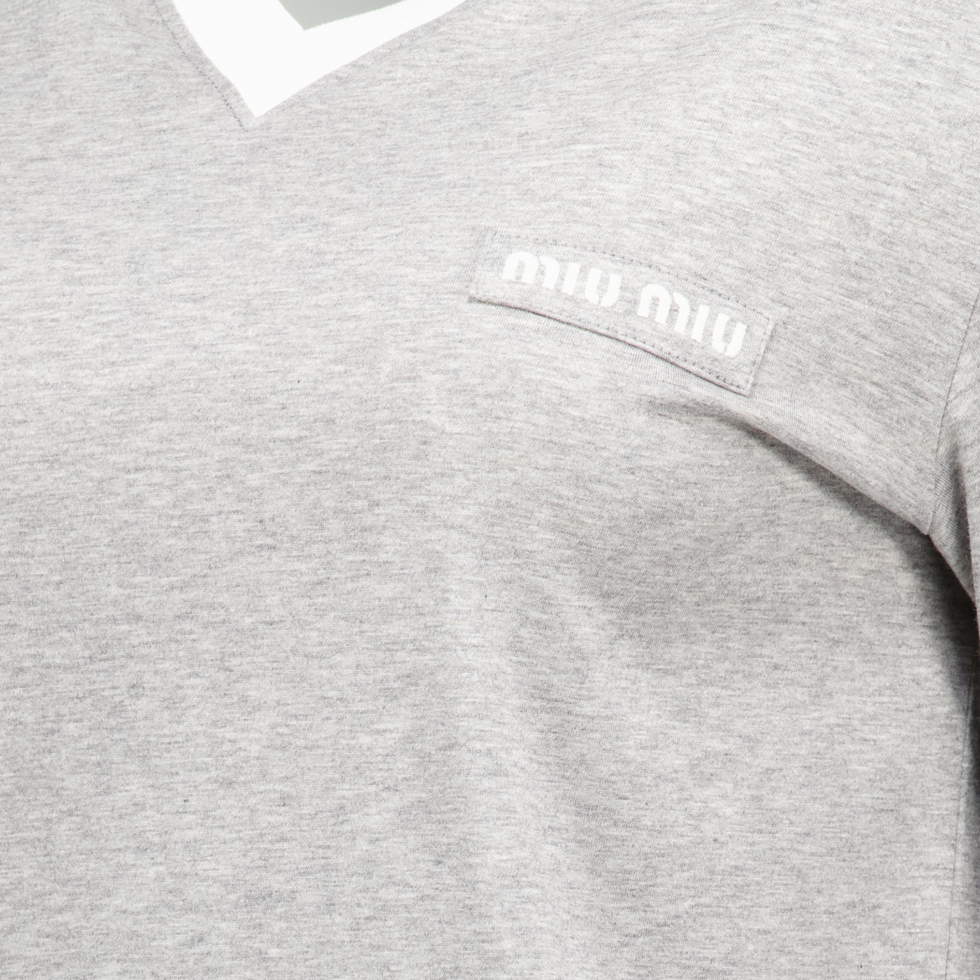 Maille Polo en jersey gris Miu Miu Gris Femme
