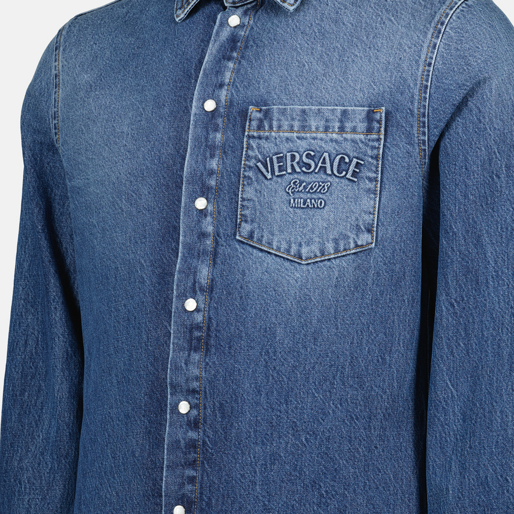 Camisas Camisa de Denim Versace Azul Homme