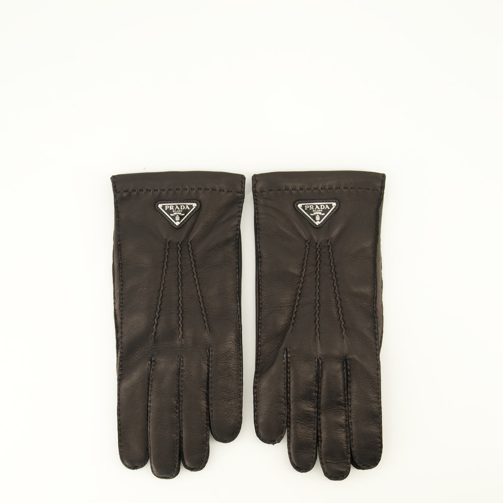 Écharpes, foulards et gants Schwarze Lederhandschuhe Prada Noir Homme