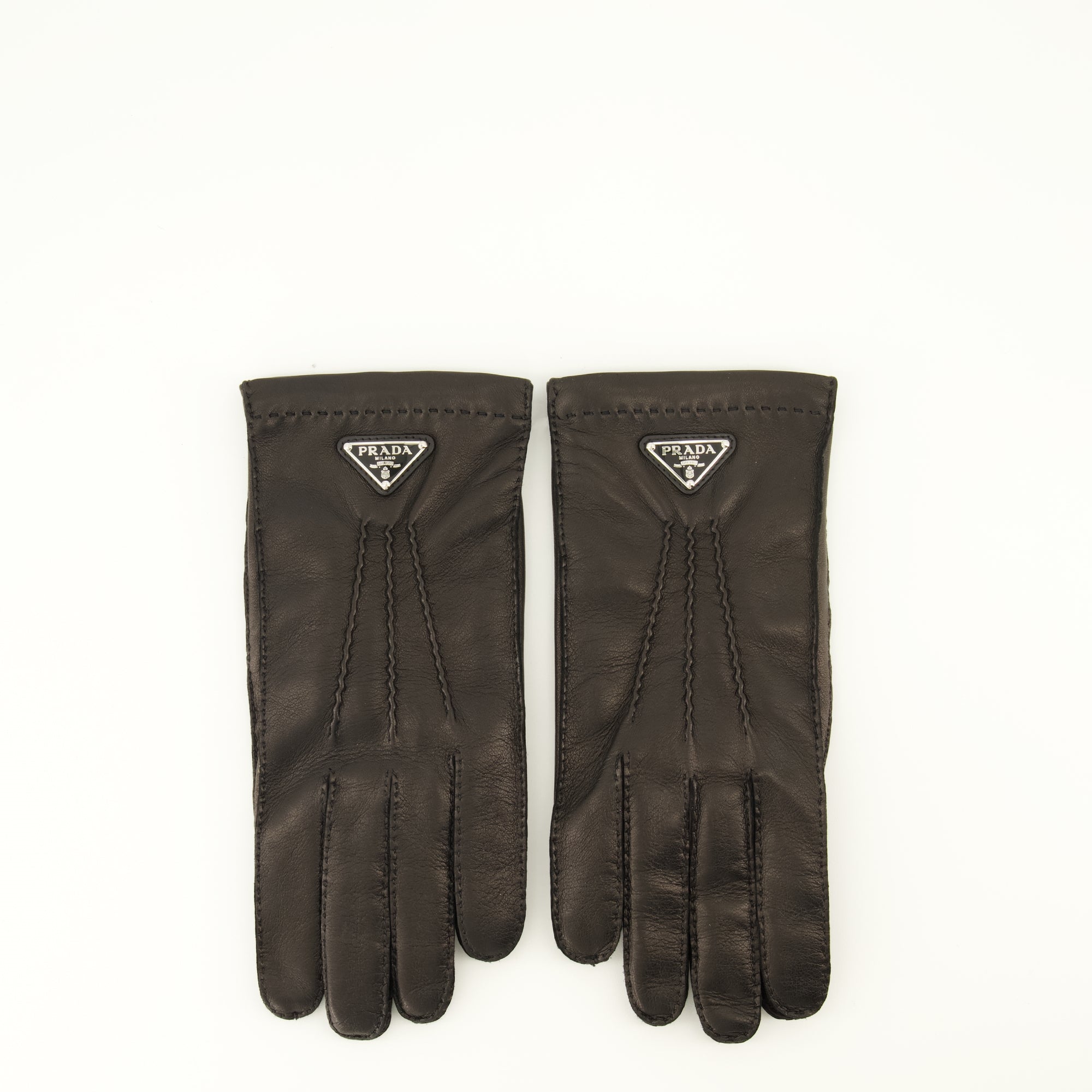 Écharpes, foulards et gants 黒のレザーグローブ Prada Noir Homme