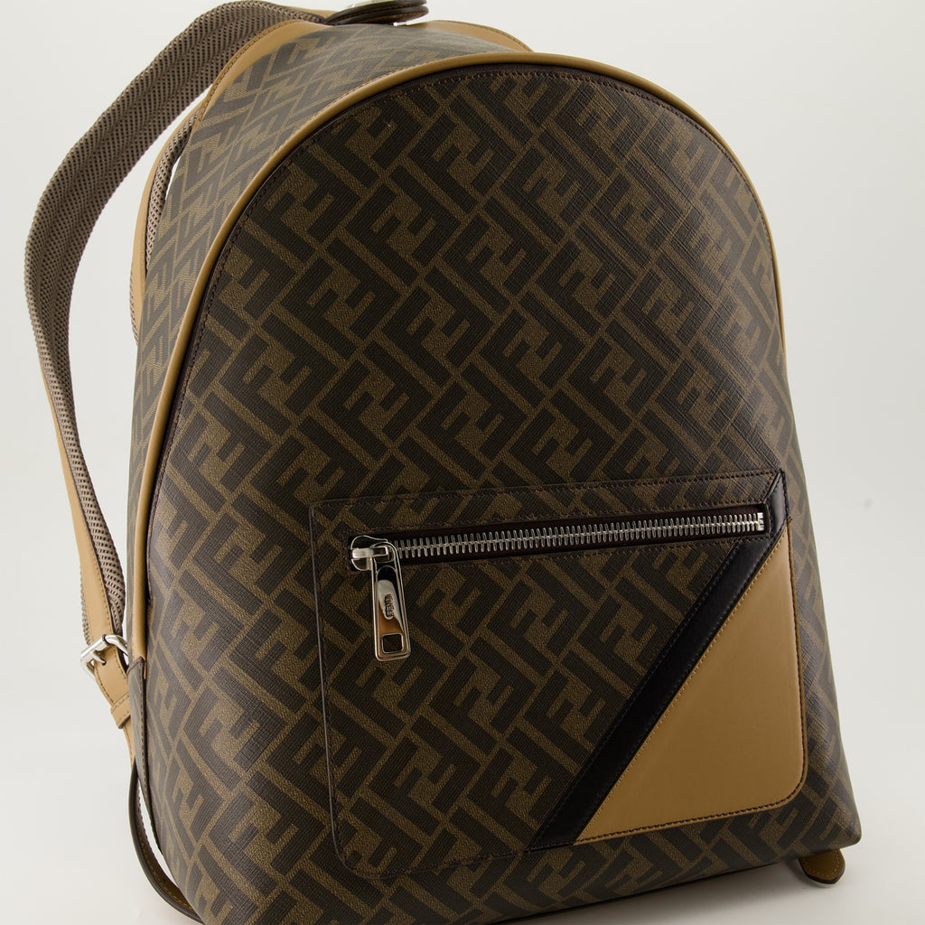 Zaini Chiodo Diagonal Backpack Fendi Marrone Homme
