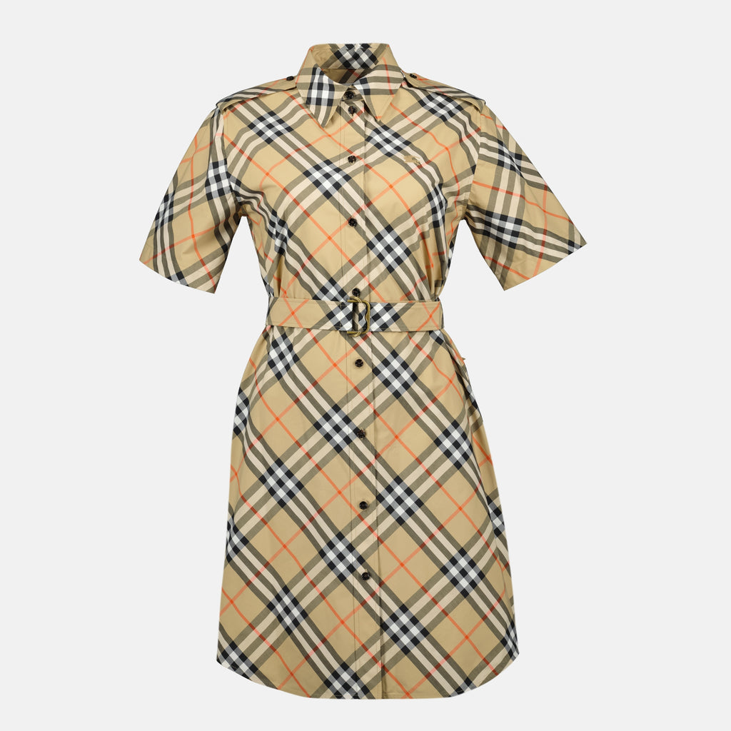 Robes Vestido Camisola em Check Burberry Beige Femme
