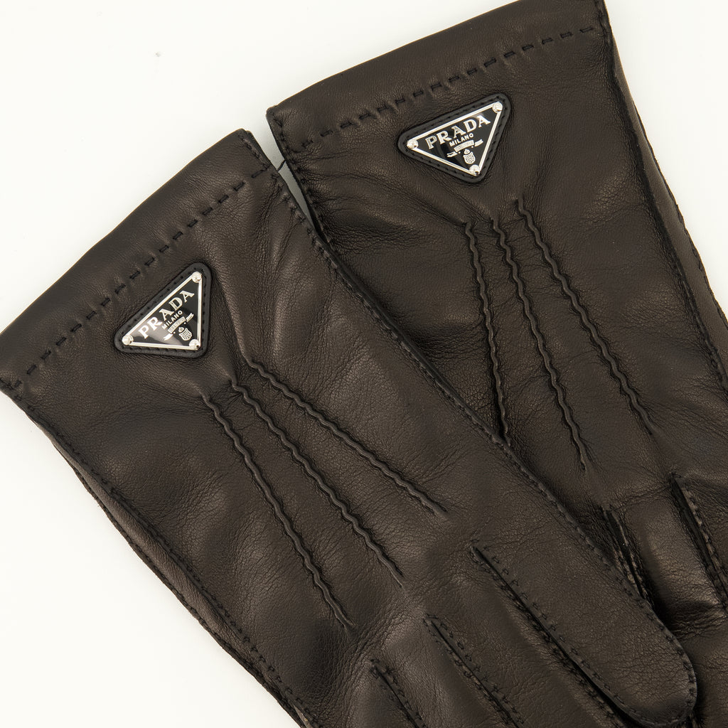 Écharpes, foulards et gants Schwarze Lederhandschuhe Prada Noir Homme