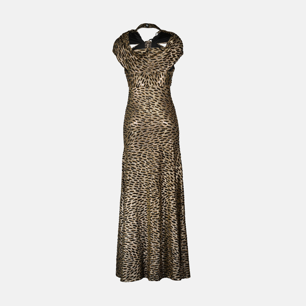 Vestidos Vestido Longo com Estampa de Leopardo Rabanne Marrom Femme