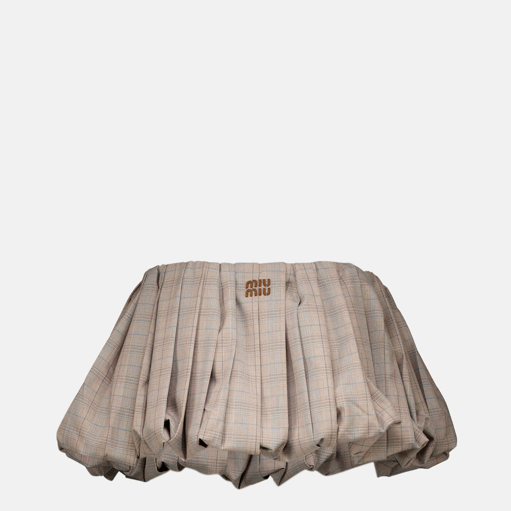 Jupes Gonna Mini Con Pieghe A Quadri Marrone Miu Miu Marron Femme