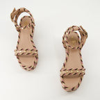 Zeppe Sandali Wedge in Raffia Valentino Garavani Rosa Femme