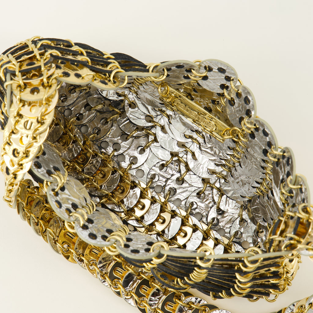Sacs à main et épaule Moon flip bag in gold and silver leather Rabanne Doré Femme