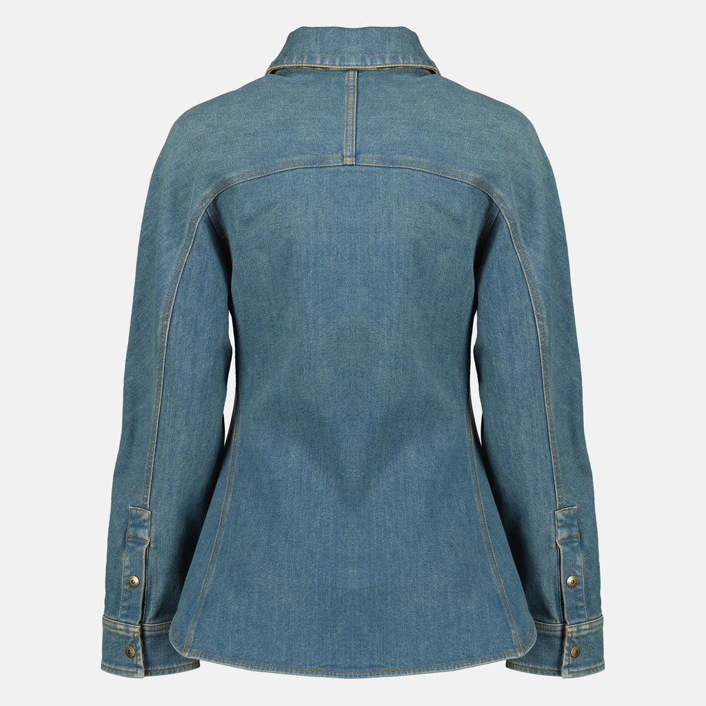 Image of the Burberry Women's Blue Denim Shirt - Spring-Summer 2026 - Back View