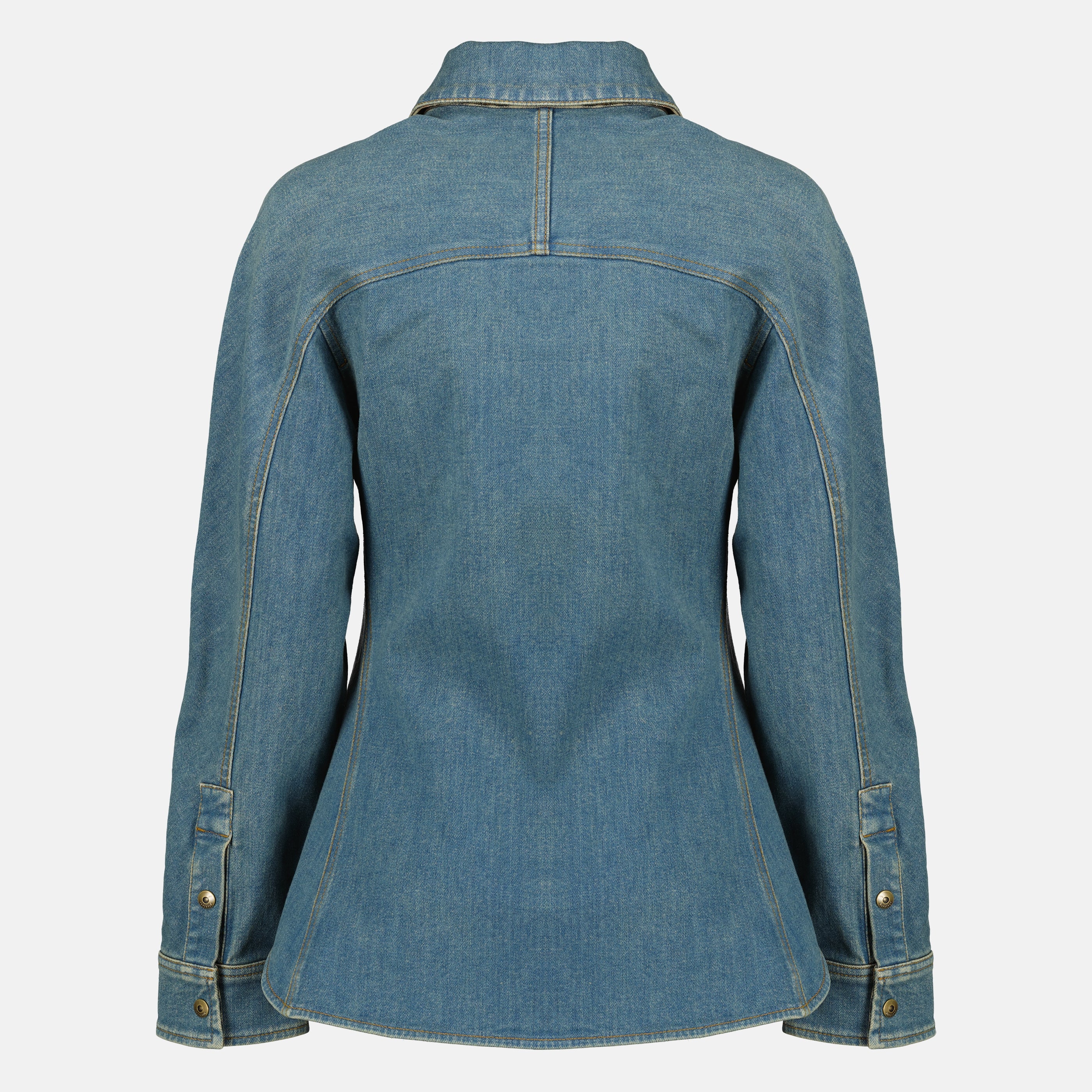 Image de l'article Chemise en denim bleu de la marque Burberry pour Femme - Saison Printemps-Été 2026 - Vue de Dos