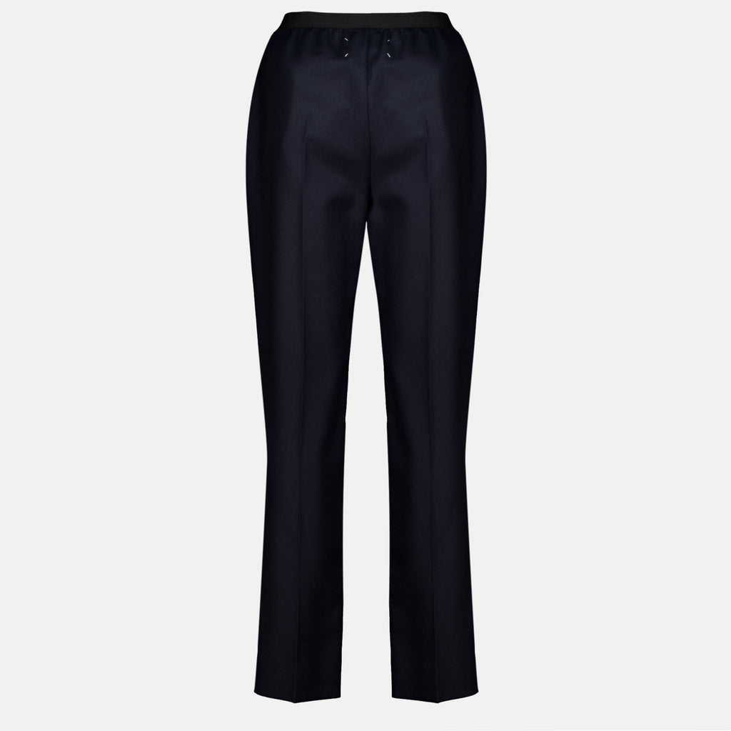 Pantalons Gerade Navy Wollhose Mm6 Bleu foncé Femme