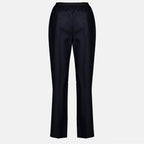 Pantalons Gerade Navy Wollhose Mm6 Bleu foncé Femme
