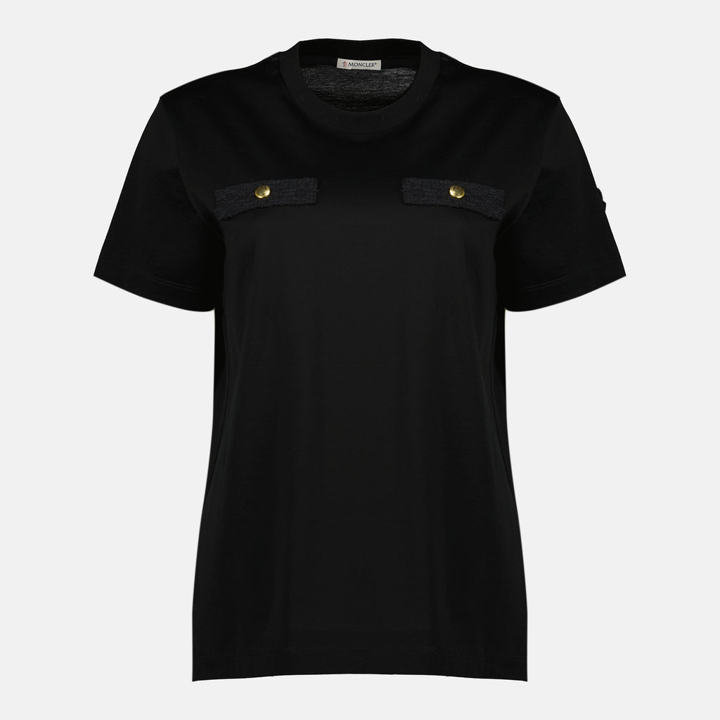 Bild des schwarzen Baumwoll-T-Shirts für Damen von Moncler - Frühjahr/Sommer 2026 - Detaillierte Ansicht_3