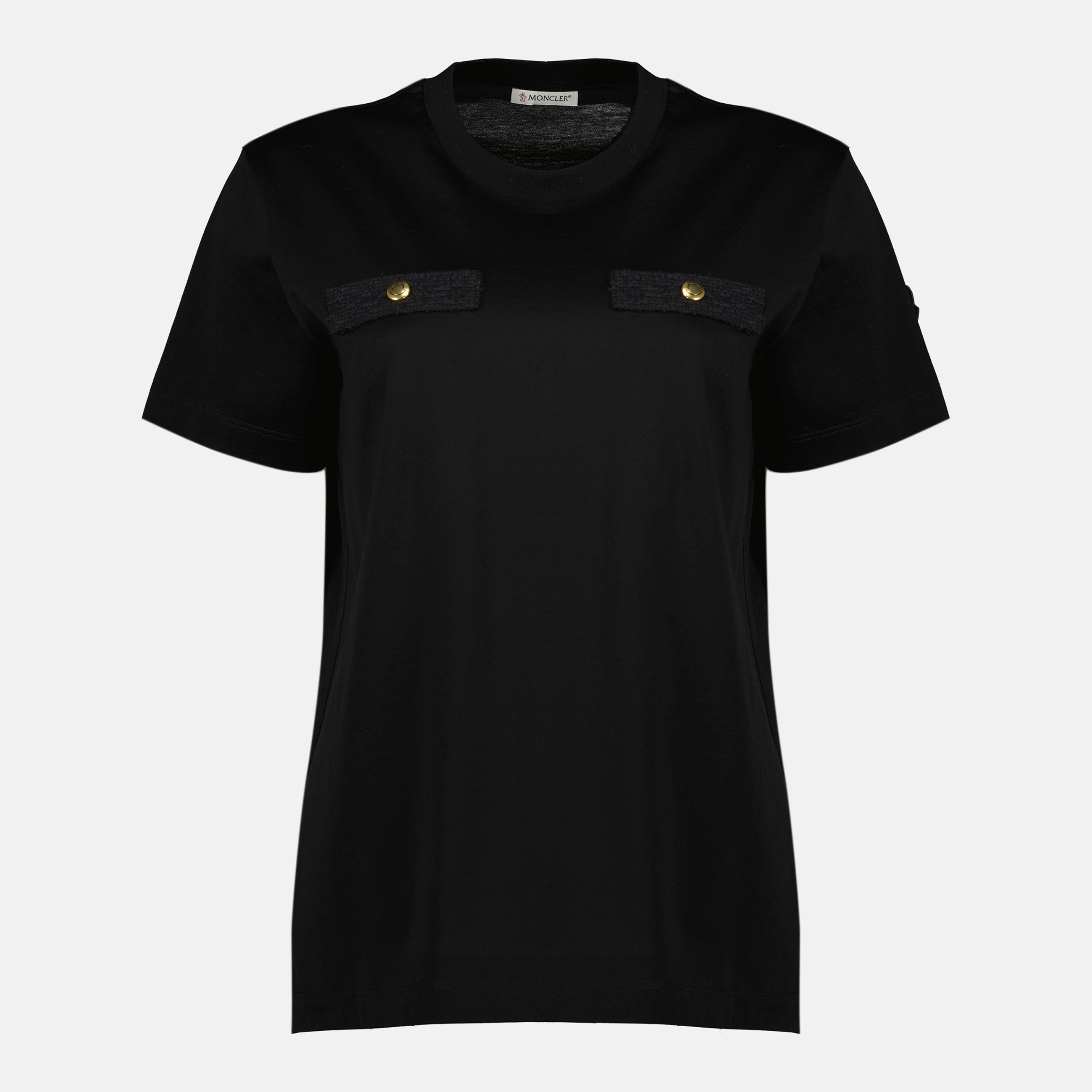 Image de l'article T-shirt en coton noir de la marque Moncler pour Femme - Saison Printemps-Été 2026 - Vue détaillée_3