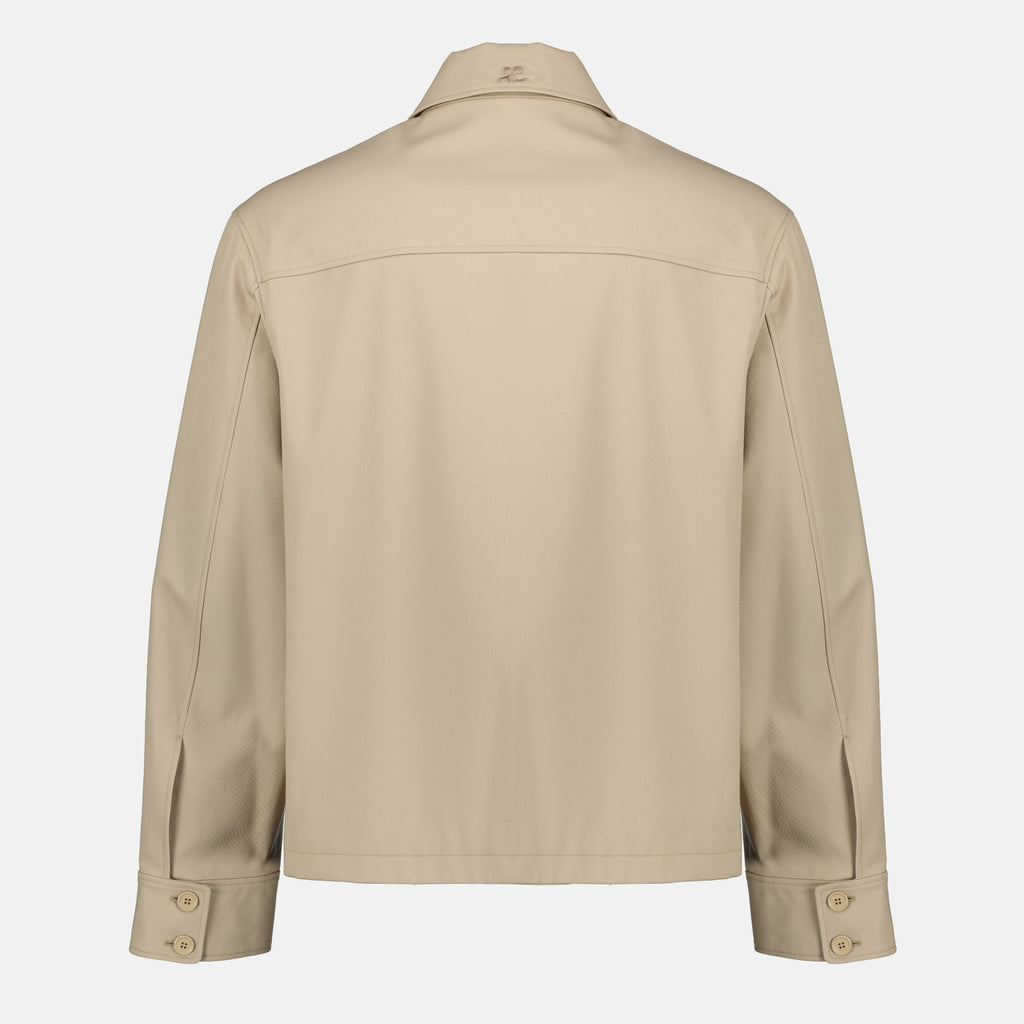 Imagen de la chaqueta beige con cremallera de Courrèges para hombre - Temporada Primavera-Verano 2026 - Vista posterior