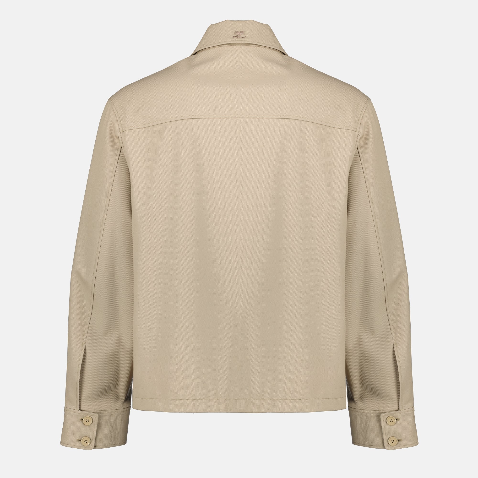 Imagem da jaqueta bege com fecho éclair da marca Courrèges para Homem - Temporada Primavera-Verão 2026 - Vista traseira