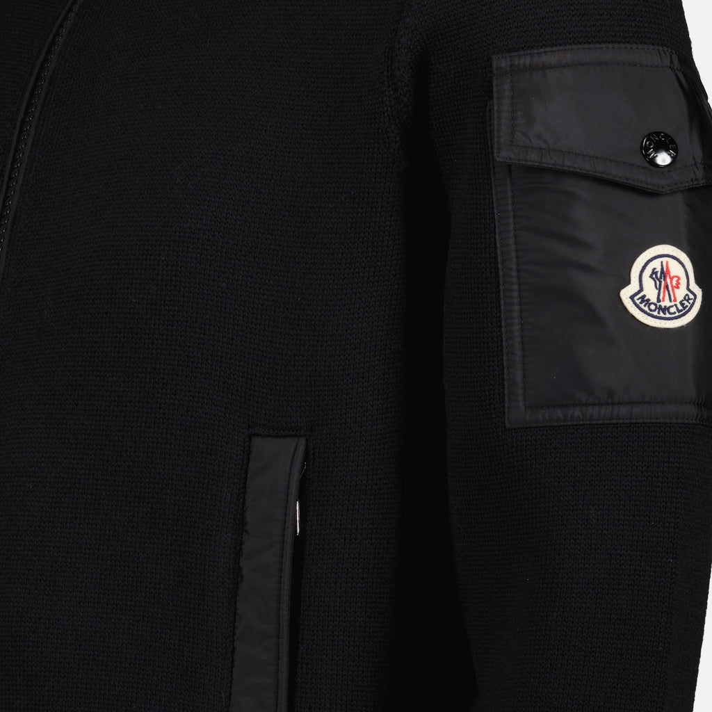 Vestes Cardigan en laine noir Moncler Noir Homme