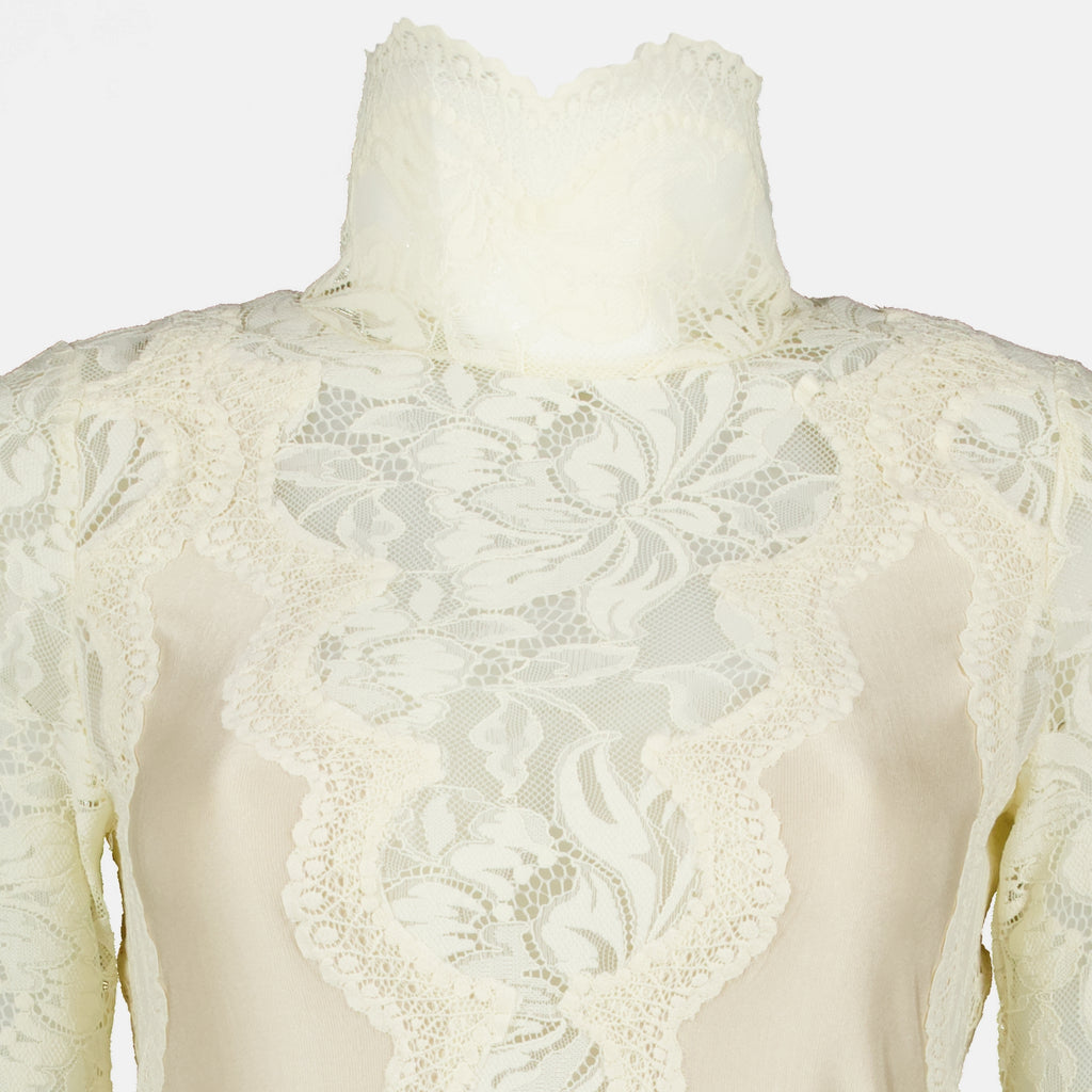 Robes Vestido Largo de Encaje Beige Rabanne Beige Femme