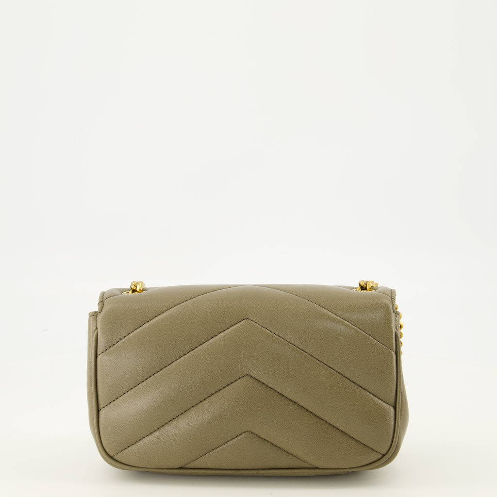 Sacs bandoulière Borsa Mini Loulou in Pelle Khaki Saint Laurent Kaki Femme
