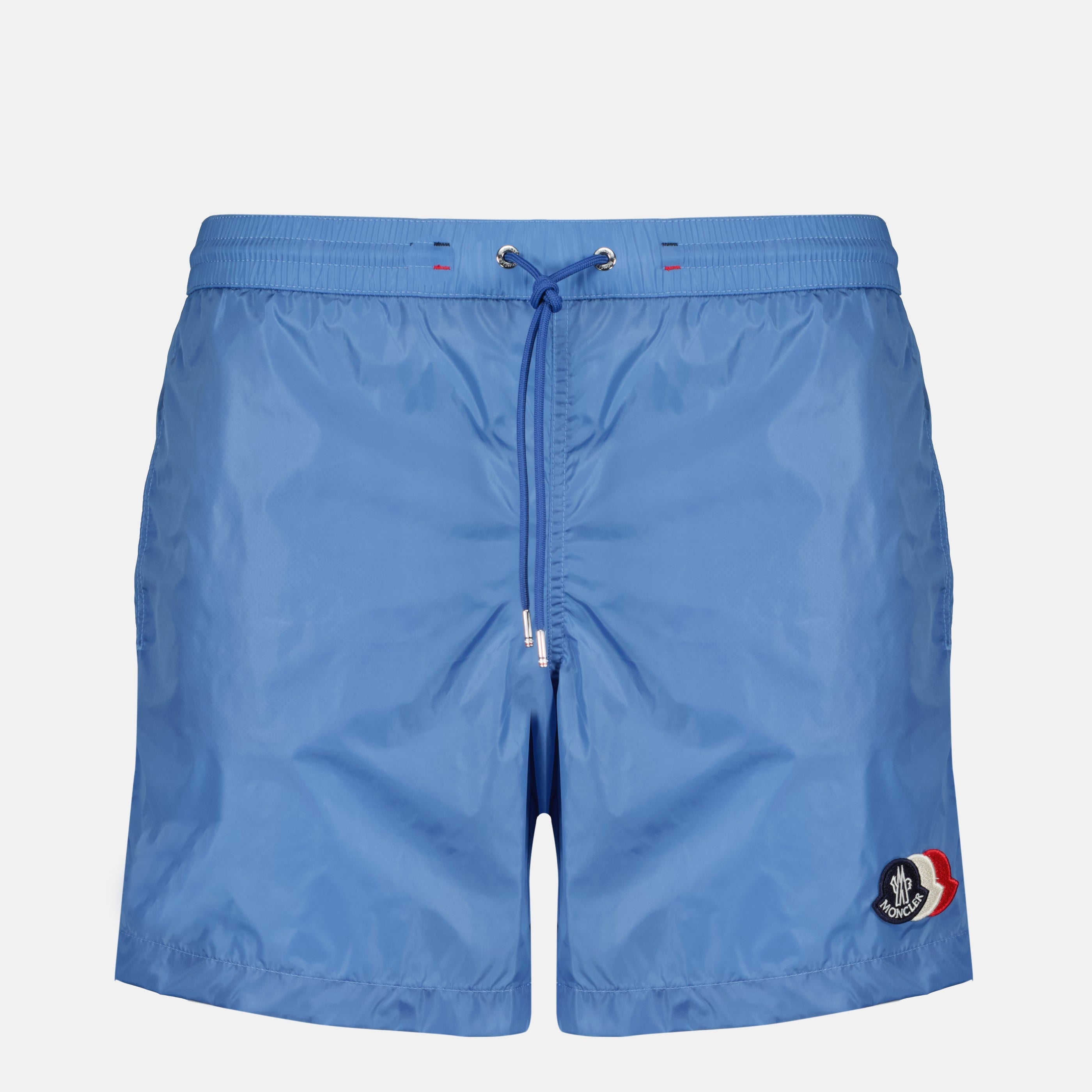 Image de l'article Short de bain à logo bleu en nylon de la marque Moncler pour Homme - Saison Printemps-Été 2026 - Vue de Face
