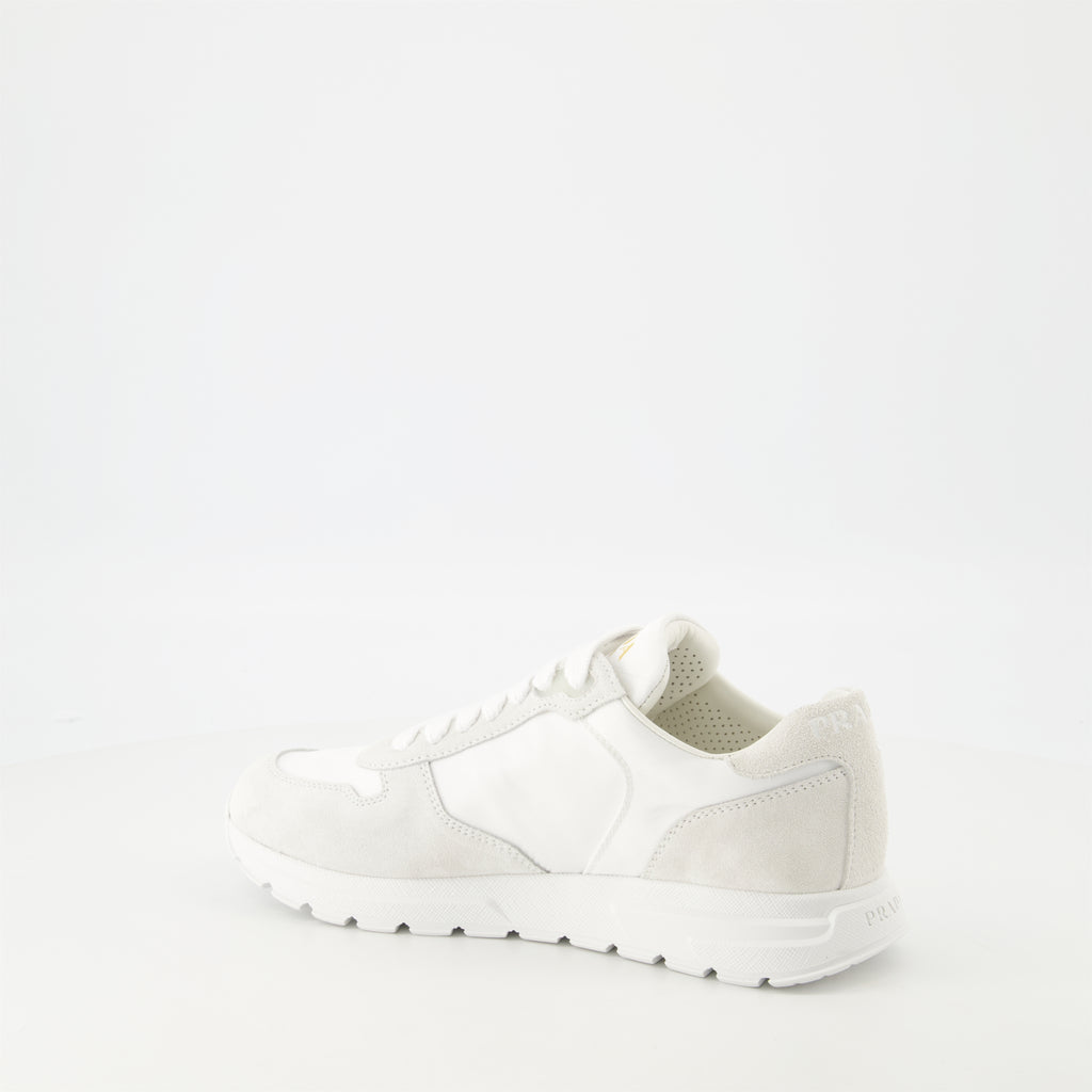 Baskets Baskets en nylon et cuir Prada Blanc Femme