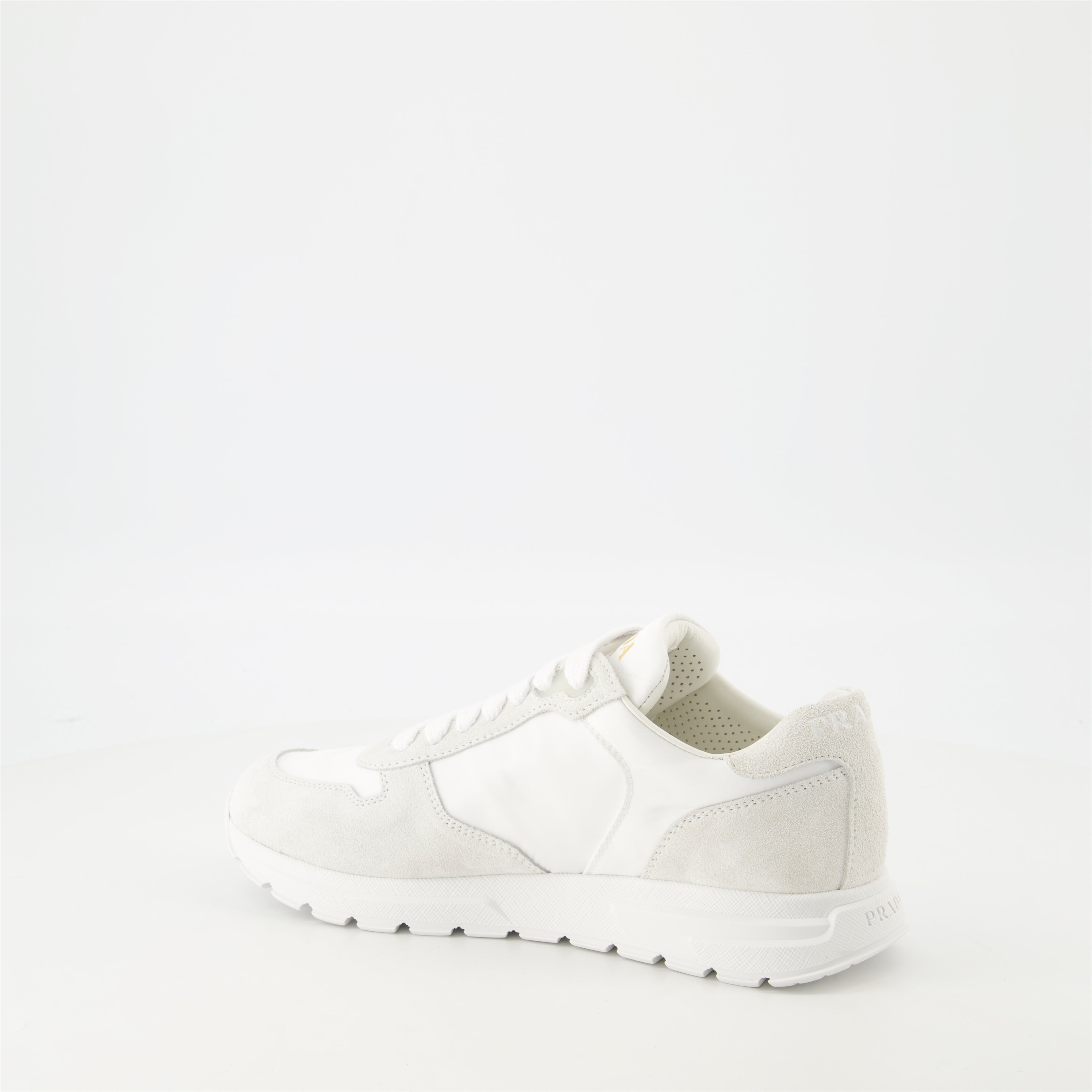 Baskets Baskets en nylon et cuir Prada Blanc Femme