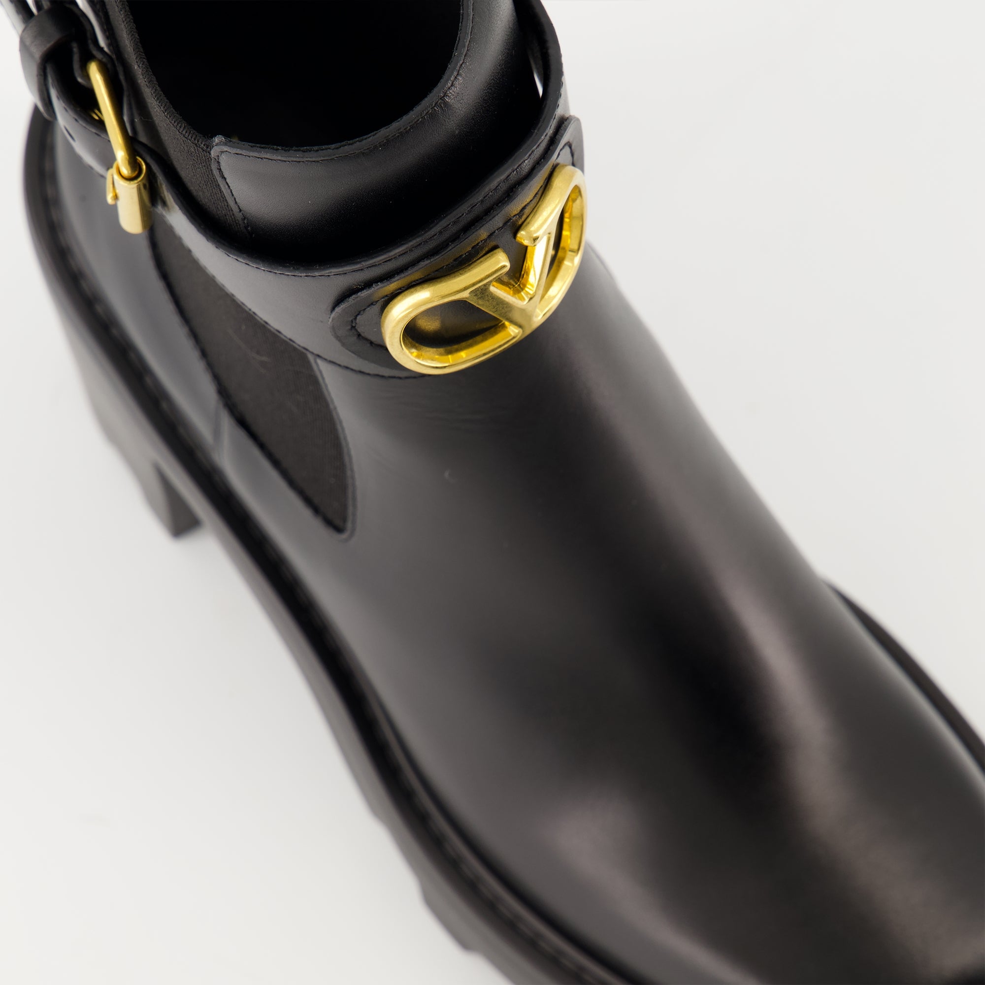 Bottines Bottines Beatle VLogo en cuir noir Valentino Garavani Noir Femme
