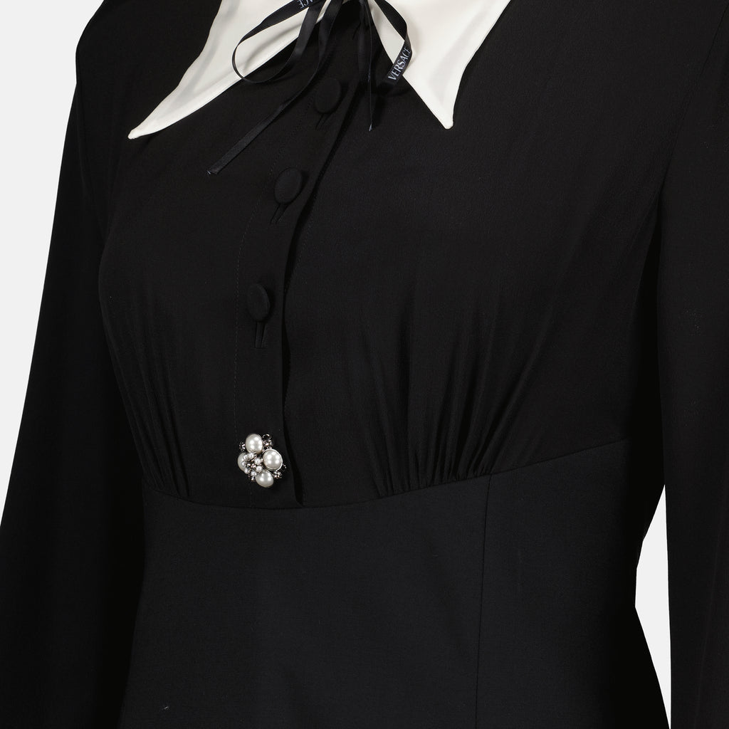 Robes Mini robe noire en soie Versace Noir Femme