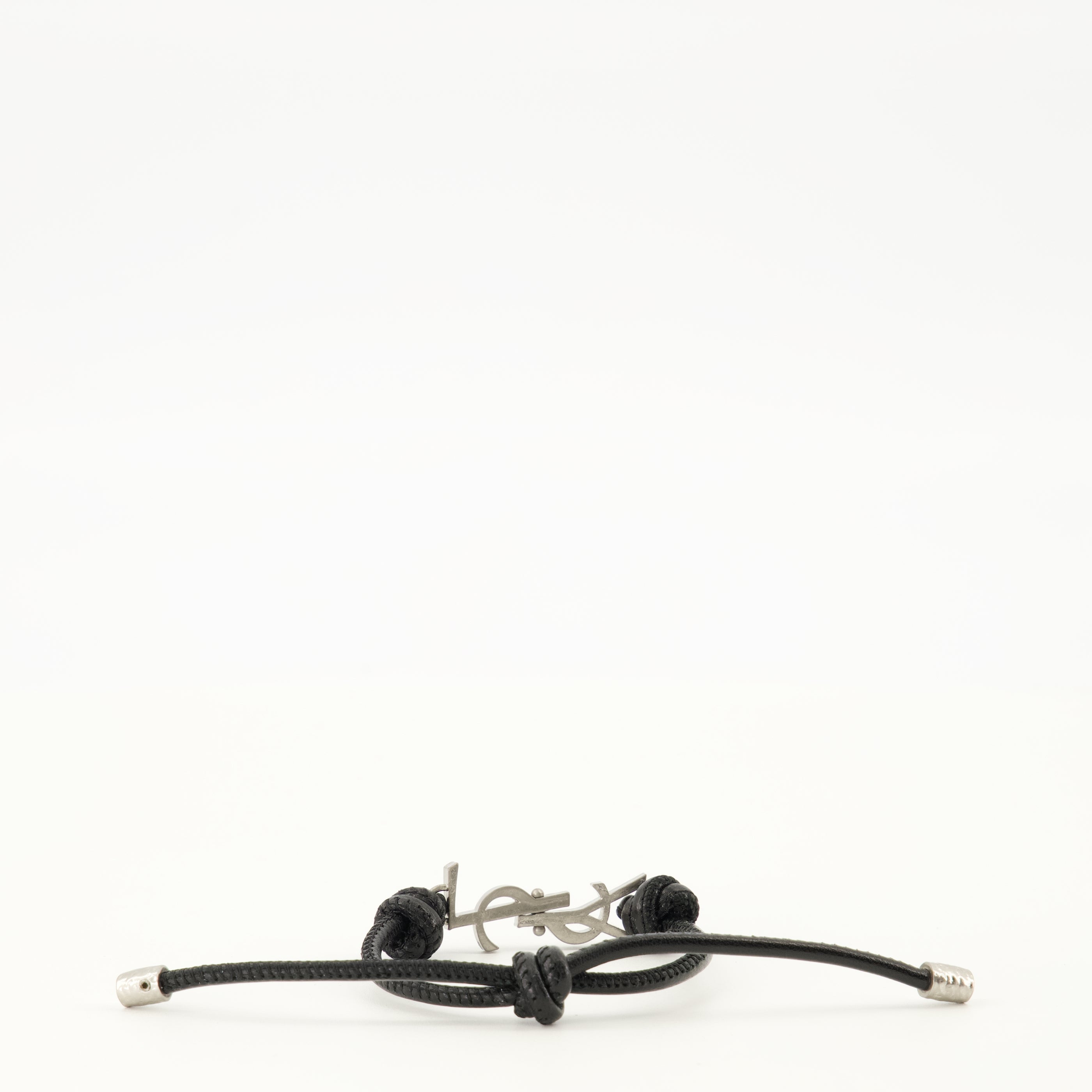Bijoux Bracelet Cassandre en cuir noir Saint Laurent Noir Homme