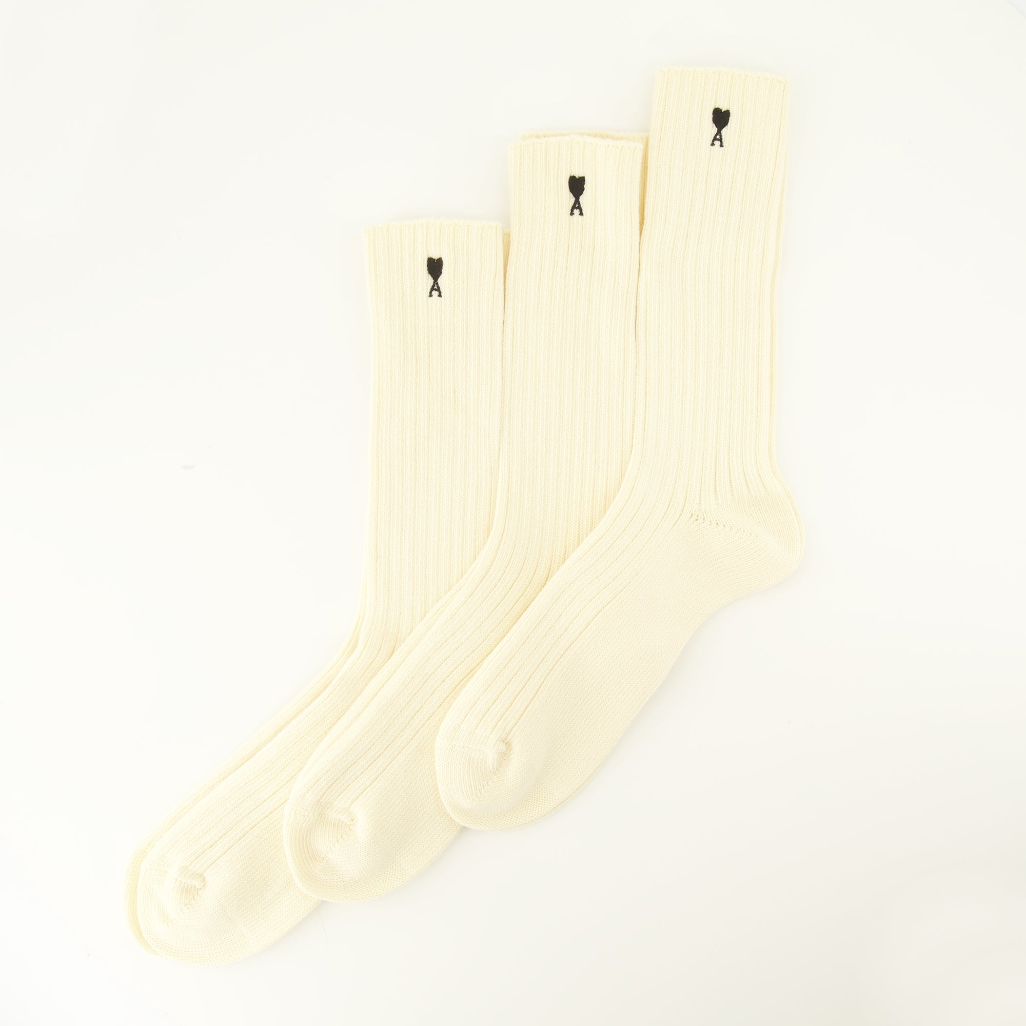 Sous-vêtements et homewear Lot de 3 chaussettes AMI de coeur en coton beige Ami PARIS Beige Unisexe