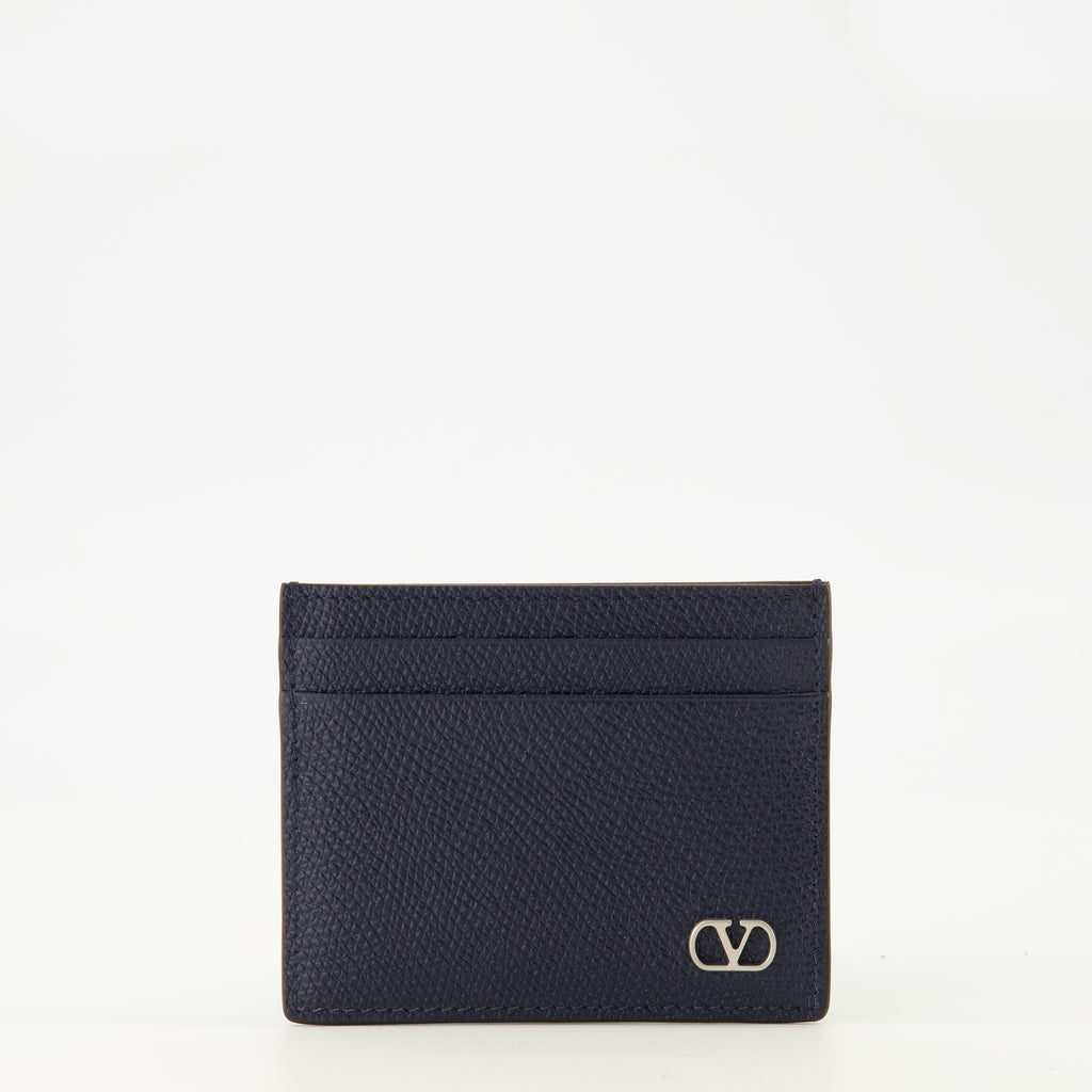 Image de l'article Porte-cartes Vlogo bleu marine de la marque Valentino Garavani pour Homme - Saison Printemps-Été 2026 - Vue de Face
