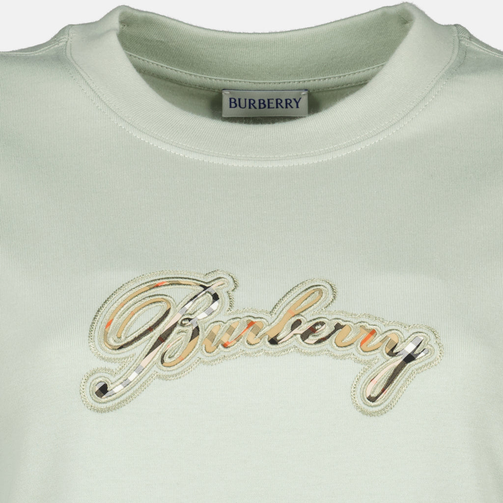 Image de l'article T-shirt logo Check vert de la marque Burberry pour Femme - Saison Printemps-Été 2026 - Vue détaillée_2