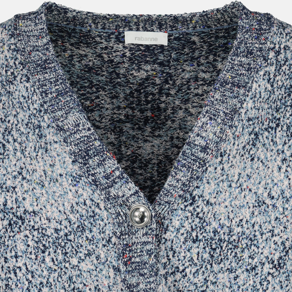 Image de l'article Cardigan bleu effet tweed en coton de la marque Rabanne pour Femme - Saison Printemps-Été 2026 - Vue détaillée_1