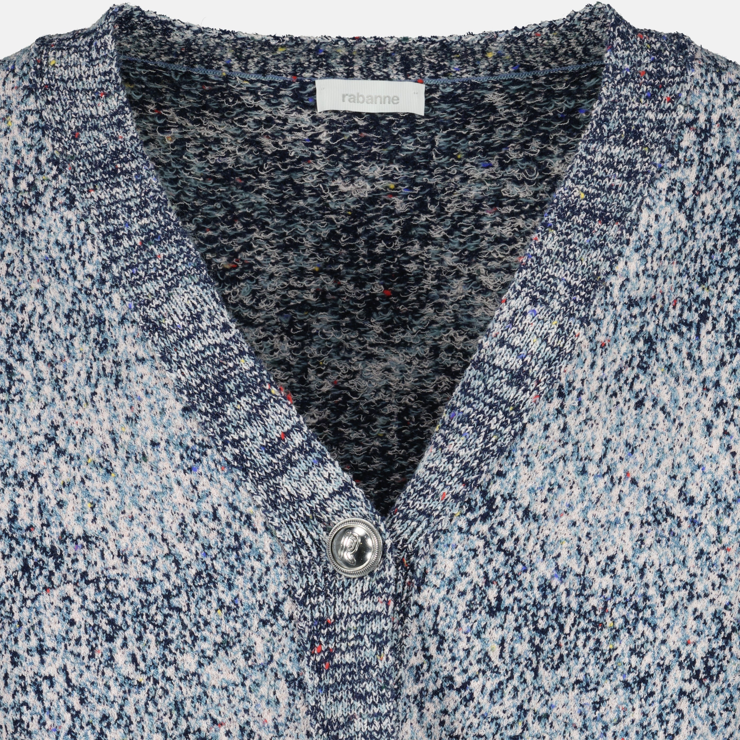 Image de l'article Cardigan bleu effet tweed en coton de la marque Rabanne pour Femme - Saison Printemps-Été 2026 - Vue détaillée_1