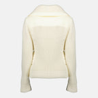 Image de l'article Cardigan zippé en laine blanc de la marque Moncler Grenoble pour Femme - Saison Automne-Hiver 2025 - Vue de Dos