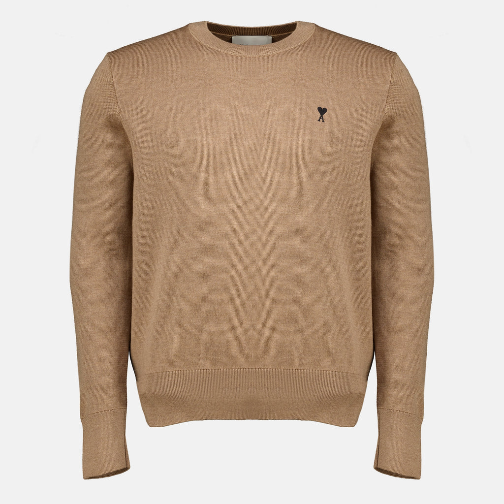 Maille Camisola AMI Coração Castanho em Lã Ami PARIS Marron Homme