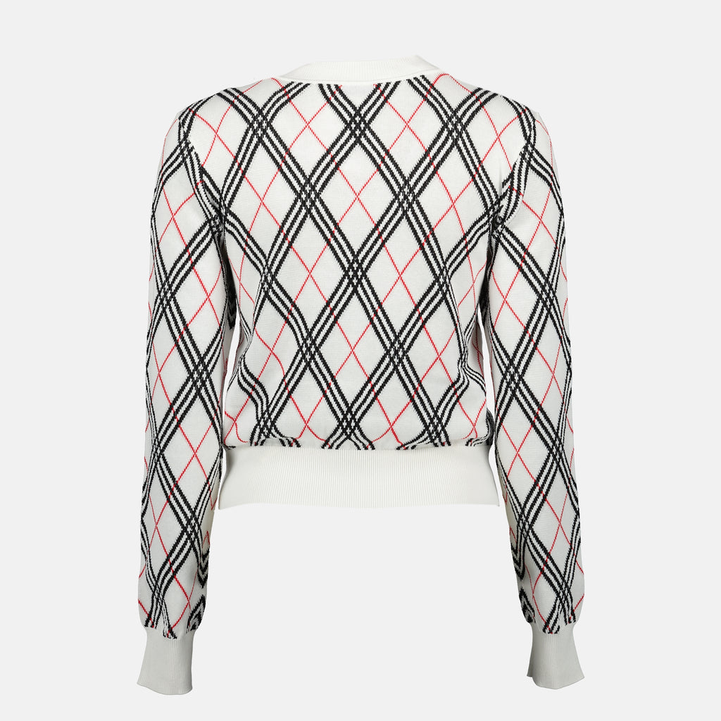 Maille Suéter de patrón a cuadros Burberry Blanc Femme