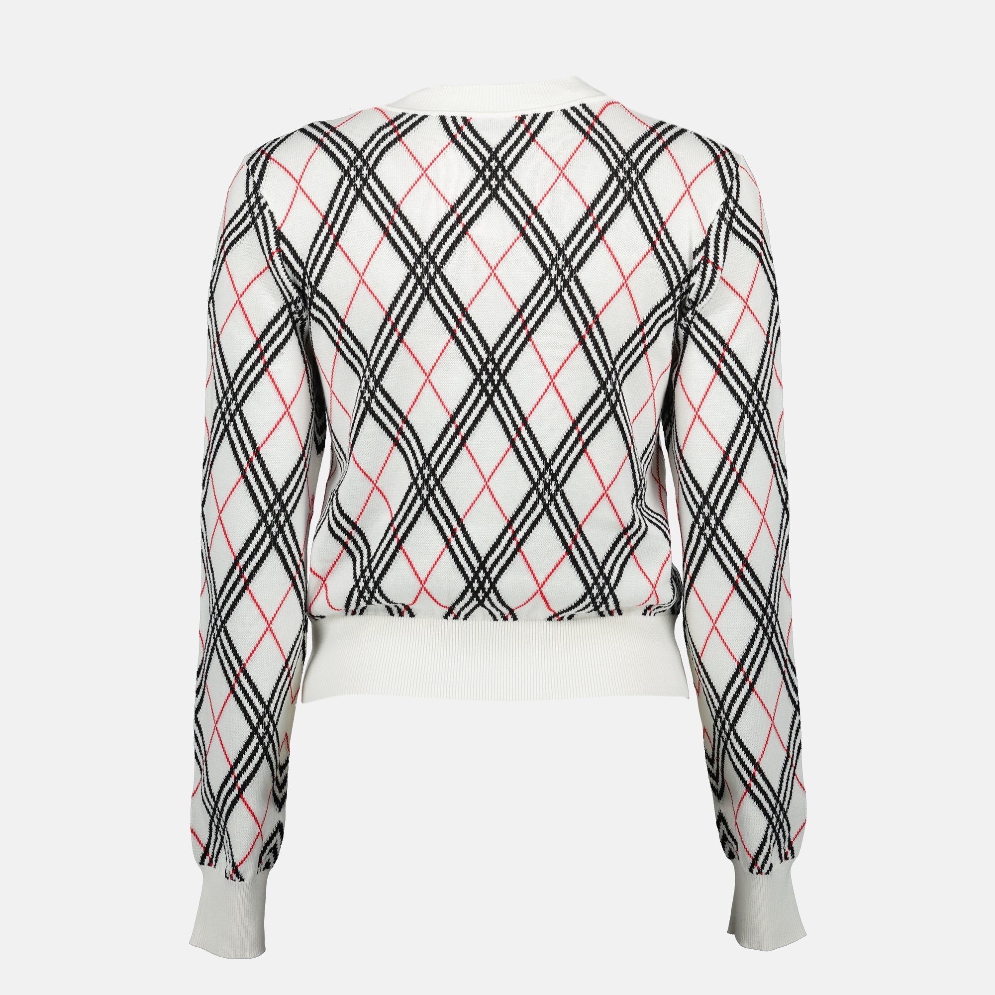 Maille Pull à carreaux Check Burberry Blanc Femme