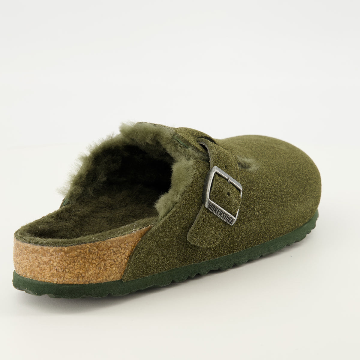 Chaussures ouvertes Kaki Fur Boston Mules Birkenstock Kaki Unisexe