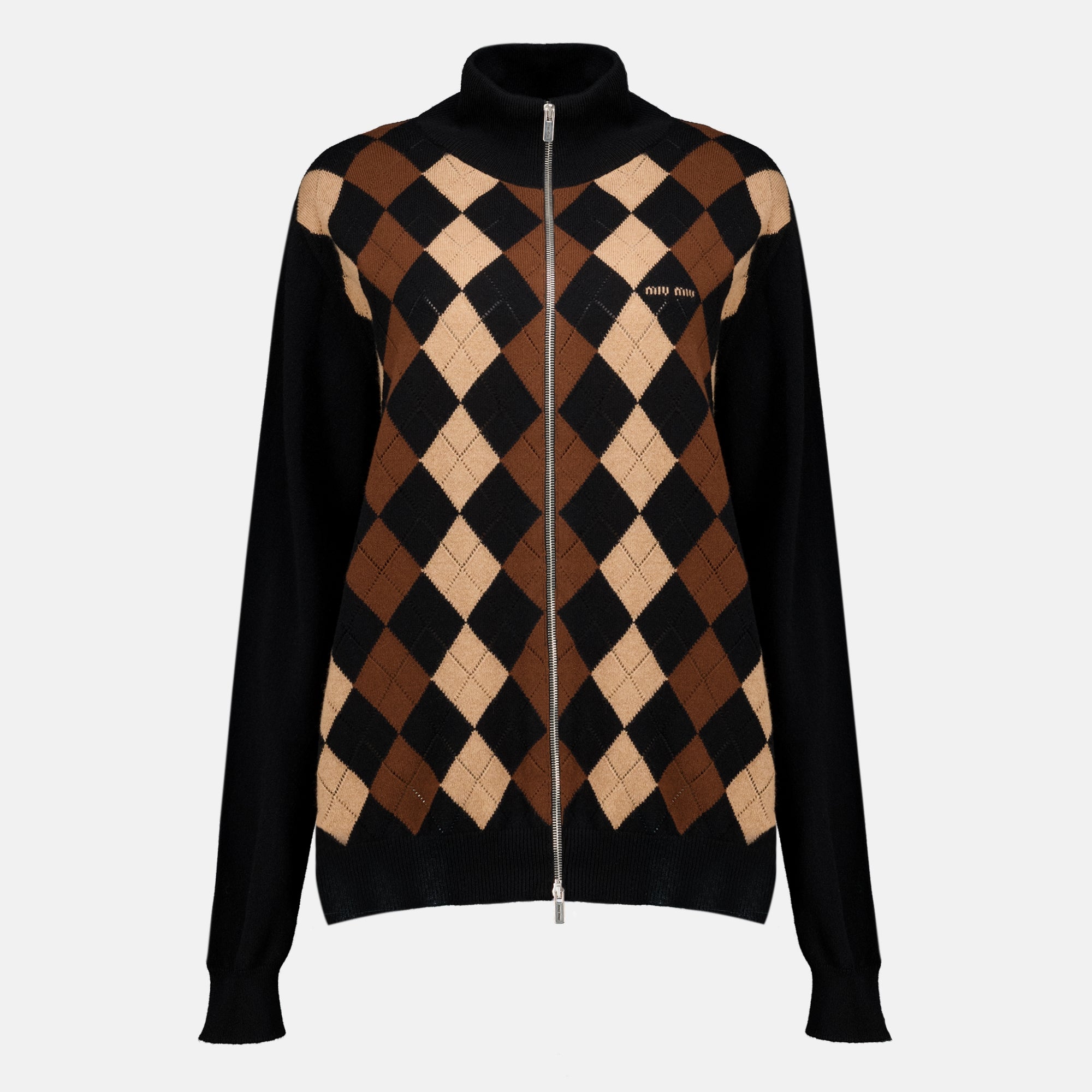 Maille Cárdigan de Cachemira Cuadrícula Miu Miu Noir Femme