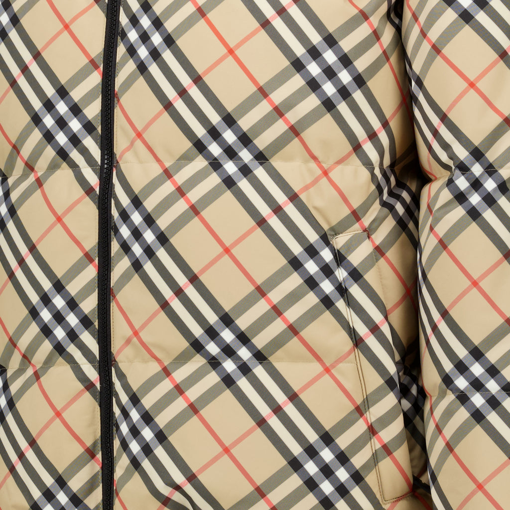 Vestes Check Plaid Reversible Down Jacket Burberry Beige Homme