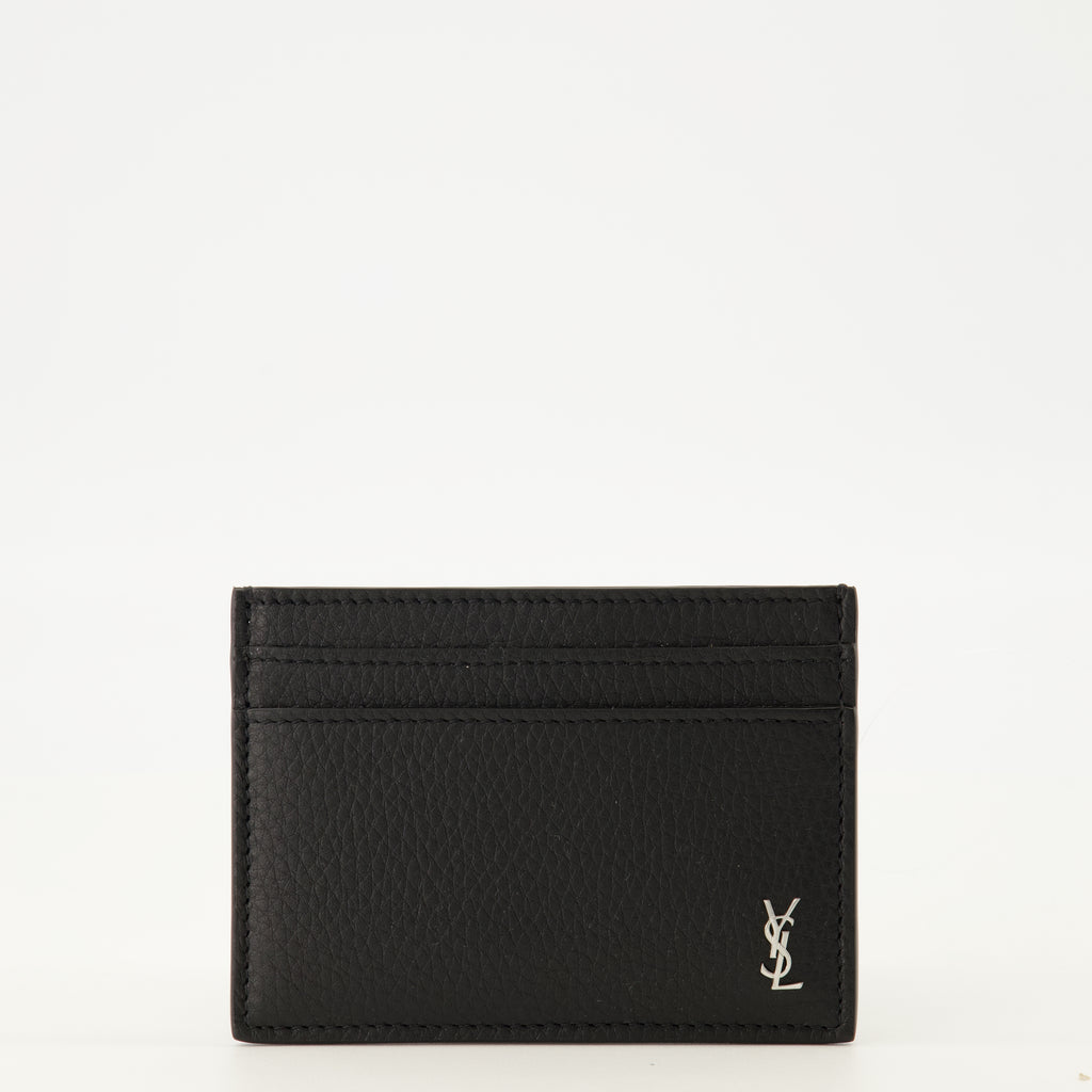 Image de l'article Portes-cartes Tiny Cassandre en cuir noir de la marque Saint Laurent pour Homme - Saison Printemps-Été 2026 - Vue de Face