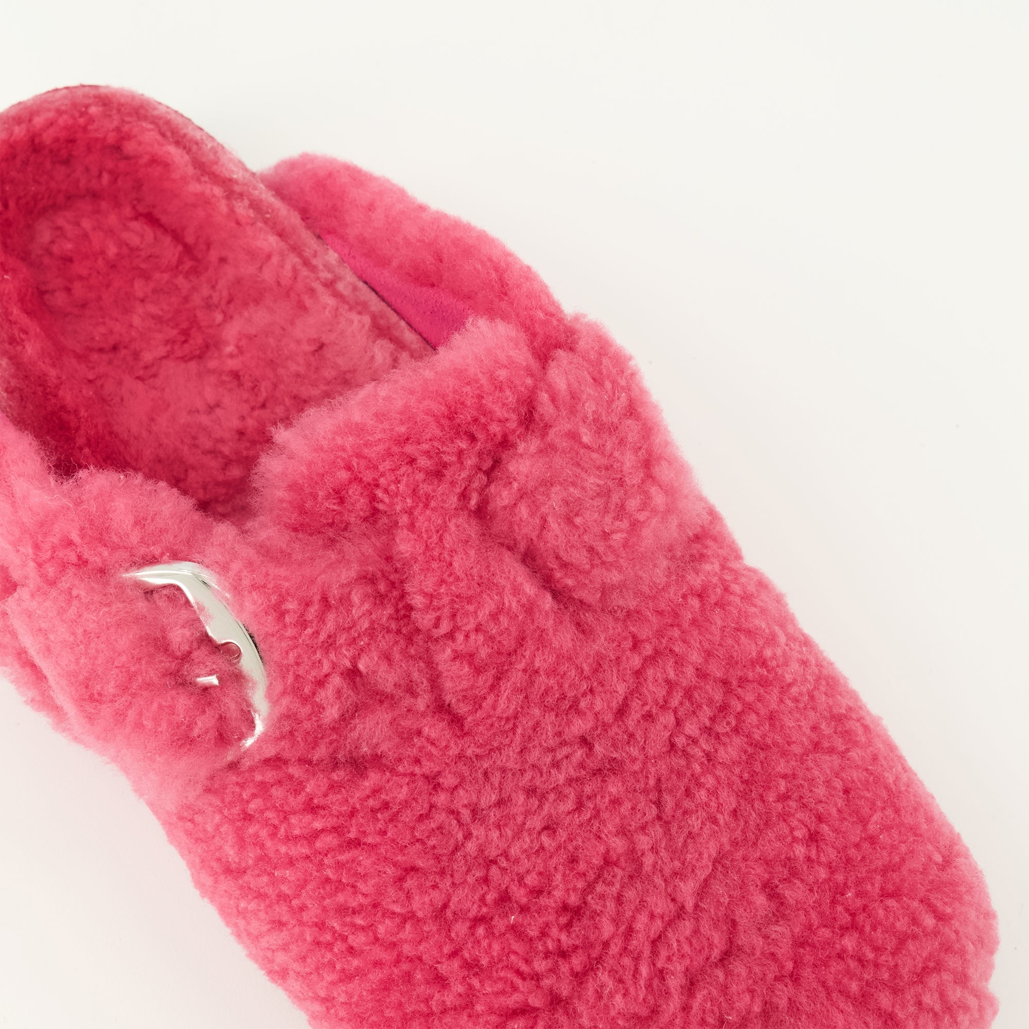 Image de l'article Mules Boston en teddy rose de la marque Birkenstock pour Femme - Saison Printemps-Été 2026 - Vue détaillée de haut