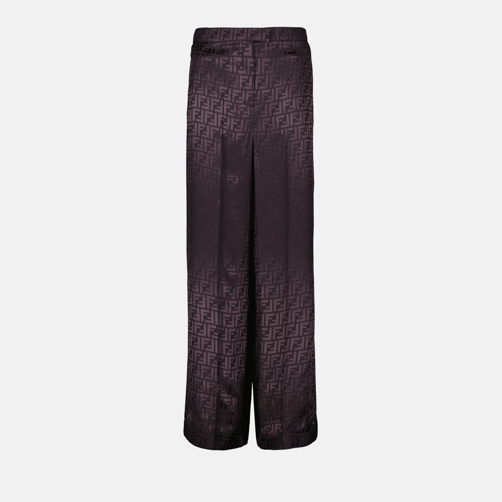 パンツ Pantalon FF en satin Fendi 紫 Femme