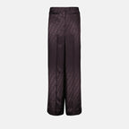 パンツ Pantalon FF en satin Fendi 紫 Femme
