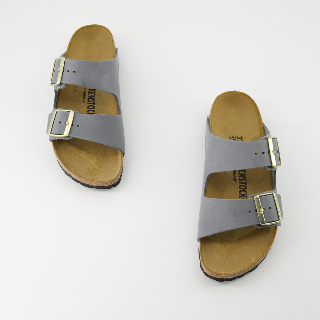 Zapatos abiertos Sandalias Arizona Birkenstock Gris Femme