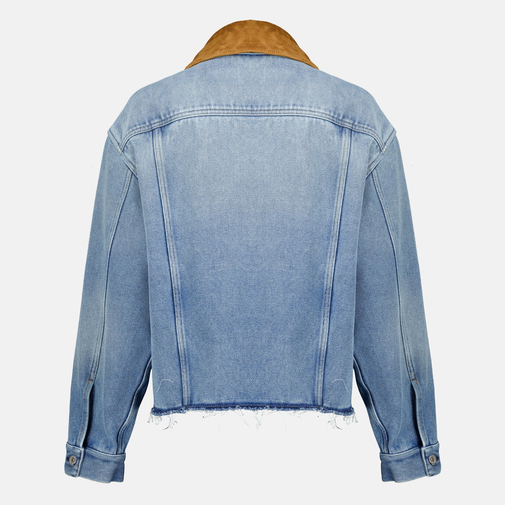 Vestes Blouson en denim bleu et suède Miu Miu Bleu Femme