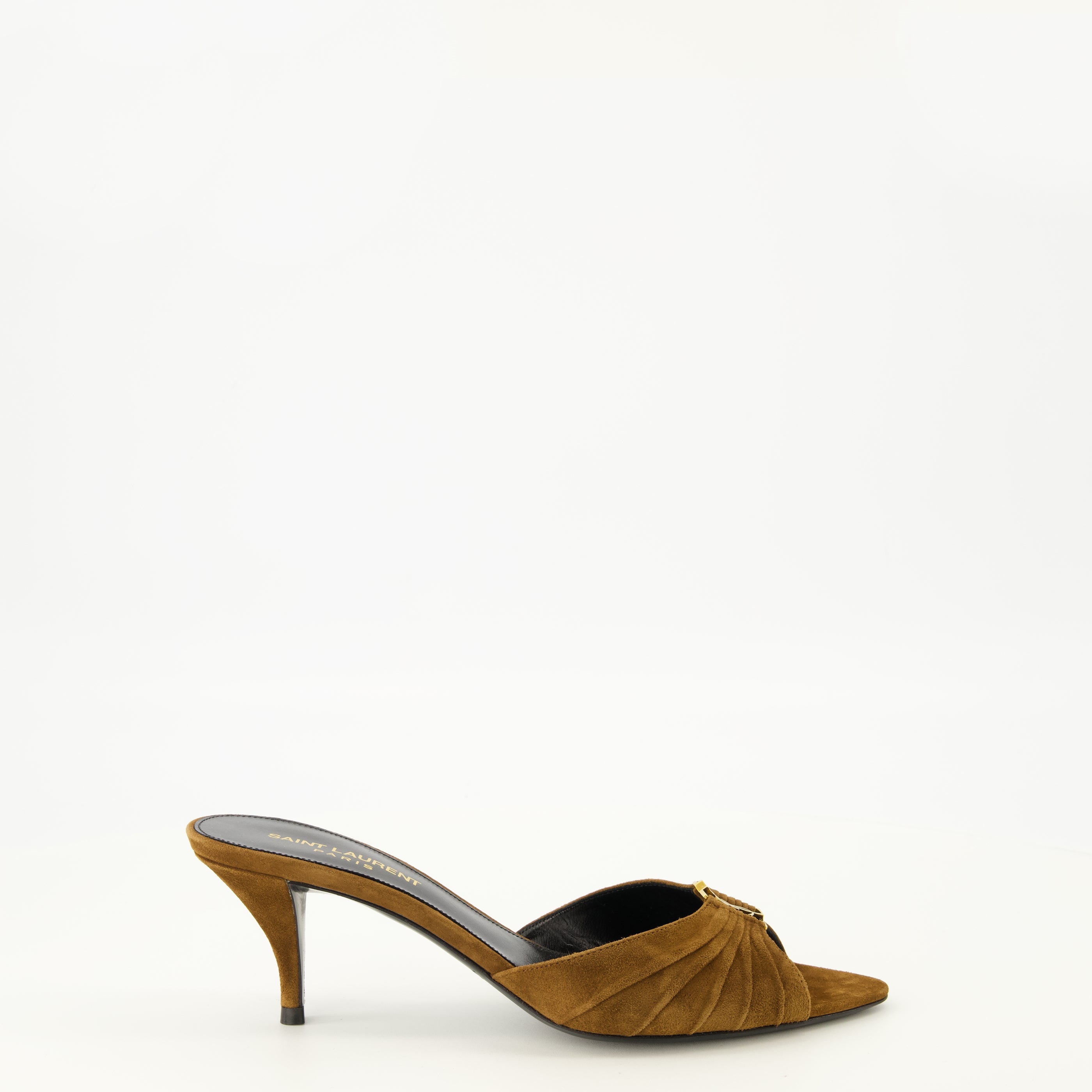 Chaussures ouvertes Mules Babylone marron en suède Saint Laurent Marron Femme