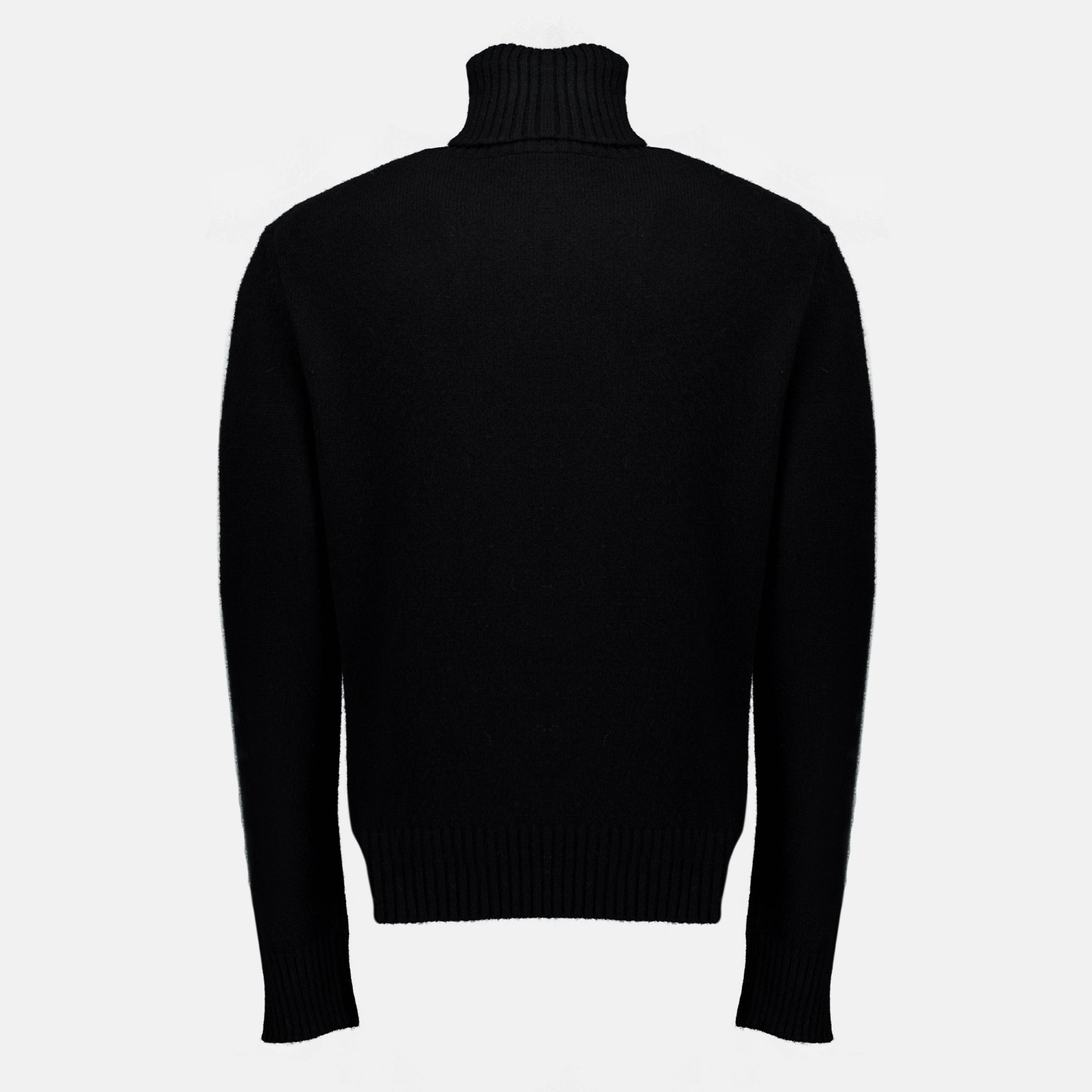 Maille Suéter de Cuello Alto Negro con Corazón AMI Ami PARIS Noir Homme