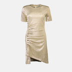 Vestidos Vestido Lurex Drapado Rabanne Ouro Mulher